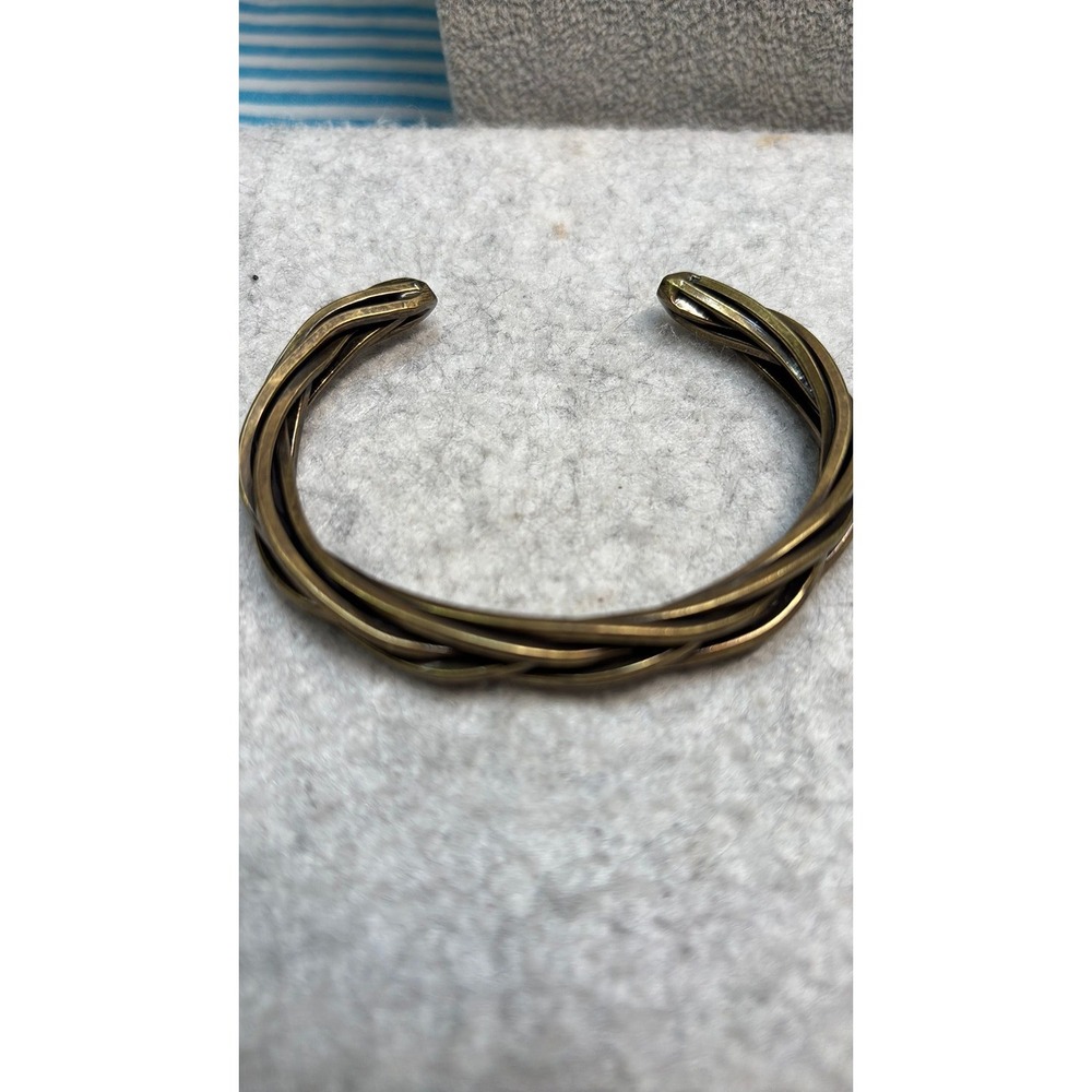 #27. Vintage Antique-style Brass Twisted Multi-Wire Cuff Bracelet
